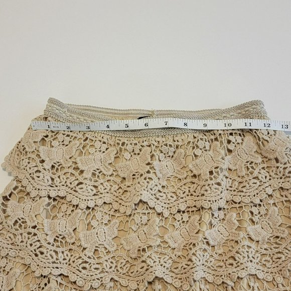 Ko Ko Ailis Women's Small Mini Cream Crochet Skirt with Tiers EUC - Picture 5 of 8